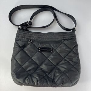 Vera Bradley Perfectly Puffy Polyester Crossbody Bag Black Retired Houndstooth